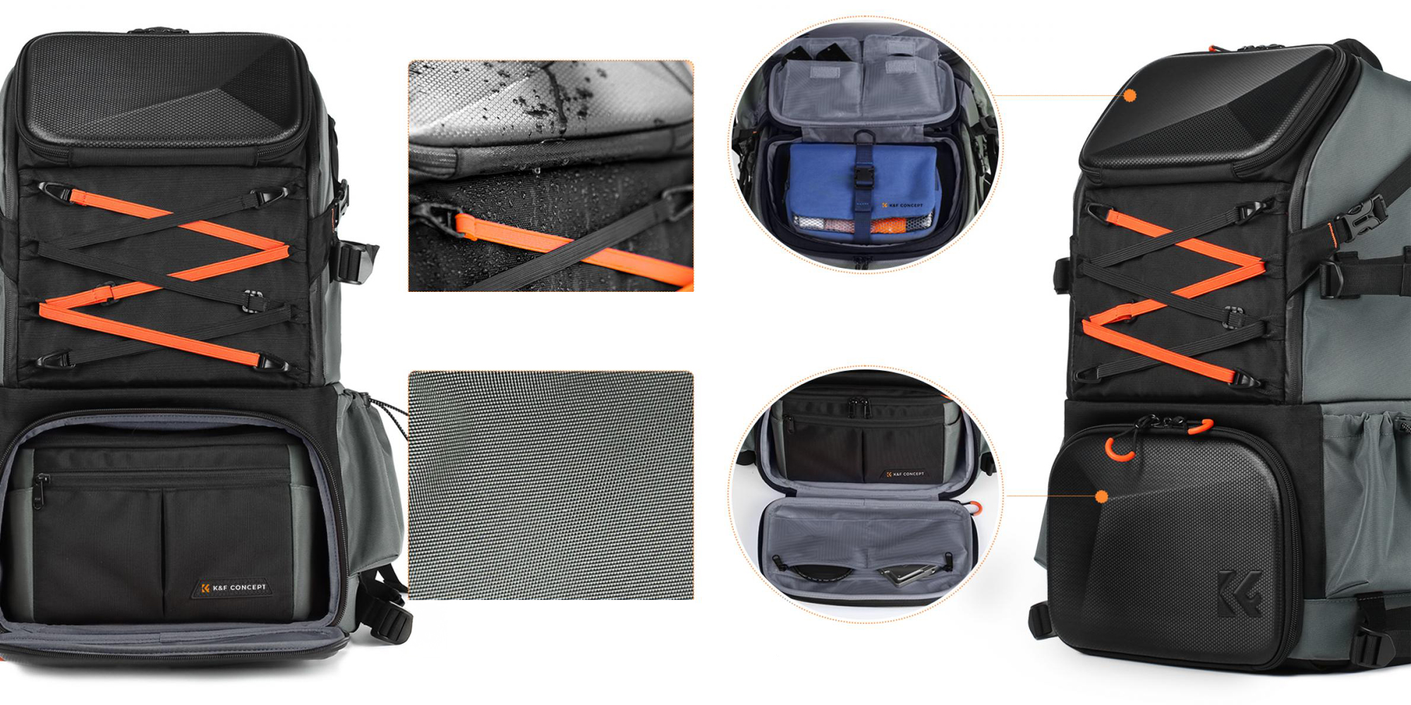 Plecak fotograficzny K&F Concept Star Wander 03 32 l - czarny - Dwukomorowa konstrukcja dla wymagających